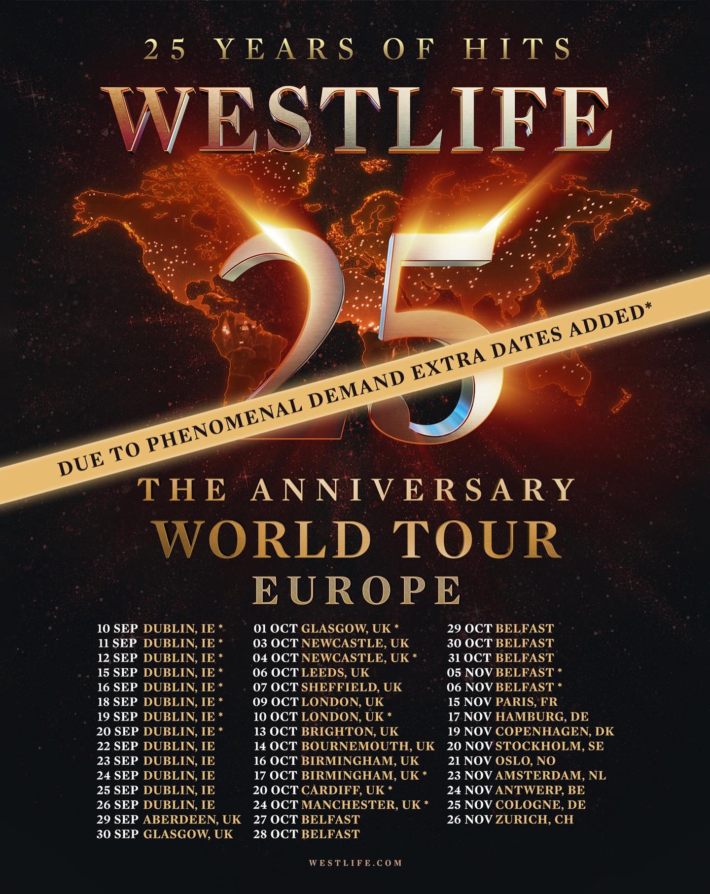 Westlife 25: The Anniversary World Tour Poster 2026